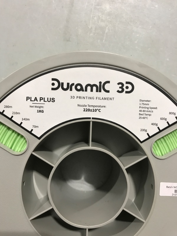 Photo 3 of DURAMIC 3D PLA Filament 1.75mm Lime Green 1kg Spool, Jam-Free High Stifness 3D Printing Filament. 