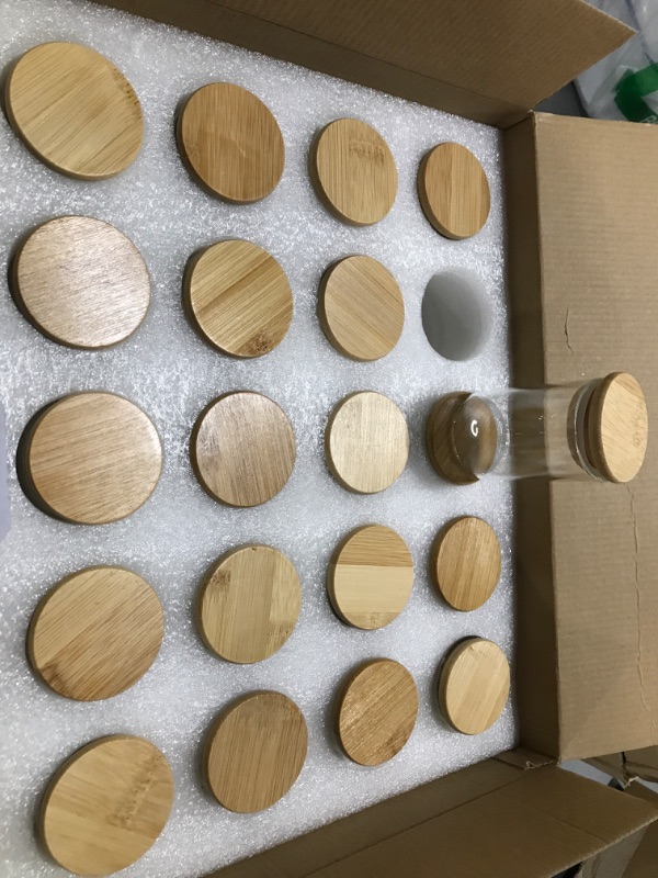 Photo 1 of 20 PACK OF SMALL CONTAINERS WITH BAMBOO LIDS WITH LABELED STICKERS