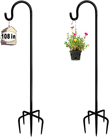 Photo 1 of 
Artigarden 92 inch Outdoor Shepherd Hook with 5 Prong Base (2 Packs), Adjustable Heavy Duty Garden Hanging Stake for Bird Feeder Solar Light Plant Hanger Wedding Decor, Matte Black
