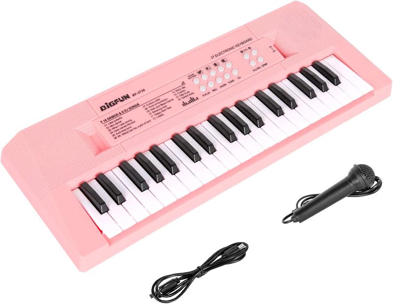 Photo 1 of 37 Keys Electric Kids Piano with Microphone Musical Toy Piano for Kids Ages 3-5 Portable Electronic Keyboard Piano Learning Toys for 3 4 5 6 Year Old Boys Girls Birthday Gifts (Pink)
