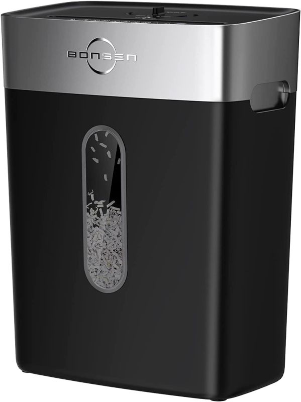 Photo 1 of BONSEN High Security Micro-Cut Paper Shredder, 6-Sheet P-4 Home Office Shredder, Paper / Credit Cards / Staples / Clips Small Shredder with 4-Gallon Big Wastebasket, Black (S3101-M)