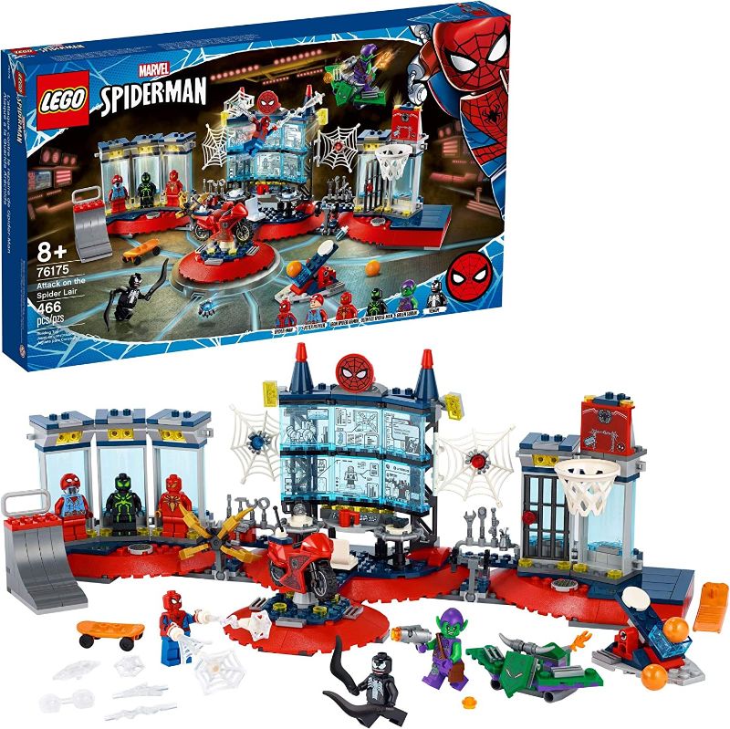 Photo 1 of LEGO Marvel Spider-Man Attack on The Spider Lair 76175 Cool Building Toy, Featuring The Spider-Man Headquarters; Includes Spider-Man, Green Goblin and Venom Minifigures, New 2021 (466 Pieces)