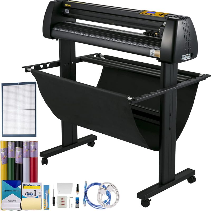 Photo 1 of VEVOR Vinyl Cutter 34Inch Bundle, Vinyl Cutter Machine Manual Vinyl Printer LCD Display Plotter Cutter Sign Cutting with Signmaster Software for Design and Cut,with Supplies, Tools
