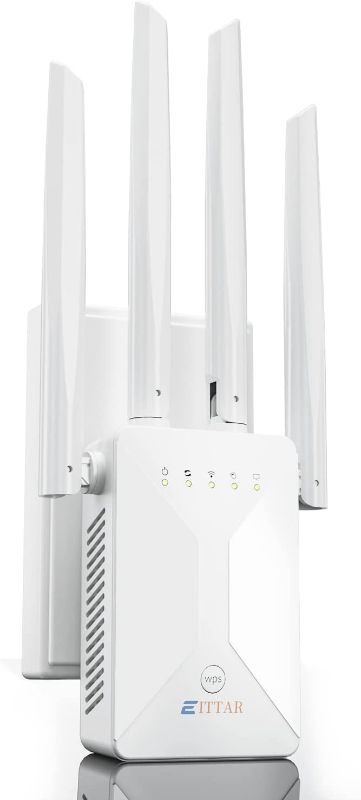 Photo 1 of EITTAR WiFi Extenders Signal Booster for Home,WiFi Range Extender and Repeater with Ethernet Port and 4 WiFi Antennas up to 6,000 Sq.ft Coverage,Easy 1-Tap Setup-A (White)
