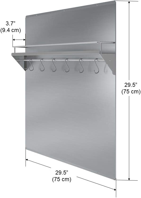 Photo 1 of 30 in. Stainless Steel Backsplash with Shelf and Rack
