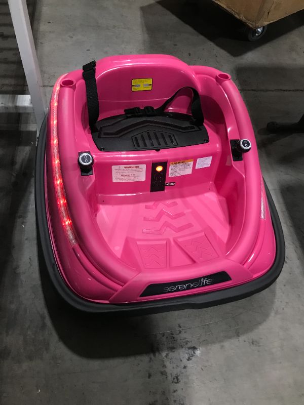 Photo 2 of Electric Bumper Car for Kids - 12V Rechargeable Battery Powered Ride On Vehicle for Toddlers w/ 2 Driving Modes, Safety Belt, Remote Control, LED Lights, 360 Degree Spin, Dual Joystick
