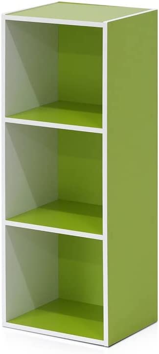 Photo 1 of Furinno Luder 3-Tier Open Shelf Bookcase, Green/White