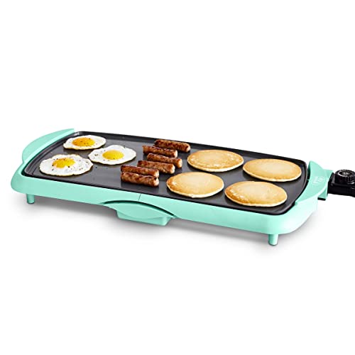 Photo 1 of GreenLife Healthy Ceramic Nonstick, Extra Large 20" Electric Griddle for Pancakes Eggs Burgers and More, Stay Cool Handles, Removable Drip Tray, Adjustable Temperature Control, PFAS-Free, Turquoise
