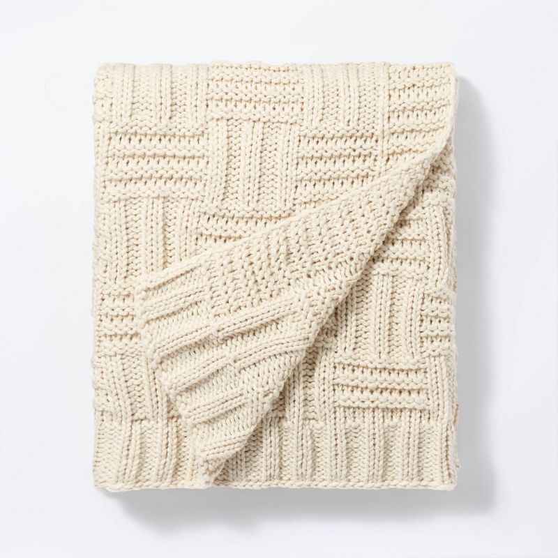 Photo 1 of Basket Weave Knit Throw Blanket - Threshold™ designed with Studio McGee

