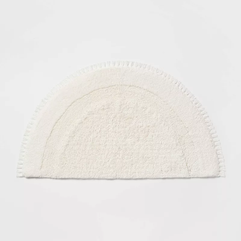 Photo 1 of 18"x32" Plush Half Moon Bath Rug Cream - Threshold™

