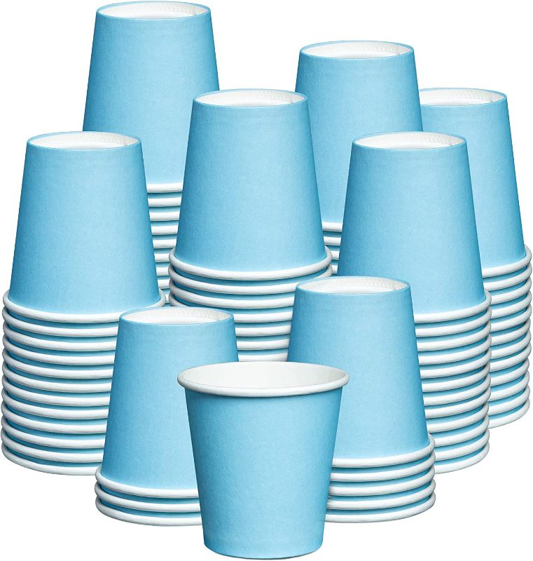Photo 1 of [300 Count] 3 oz. Small Paper Cups, Disposable Mini Bathroom Mouthwash Cups - Blue
