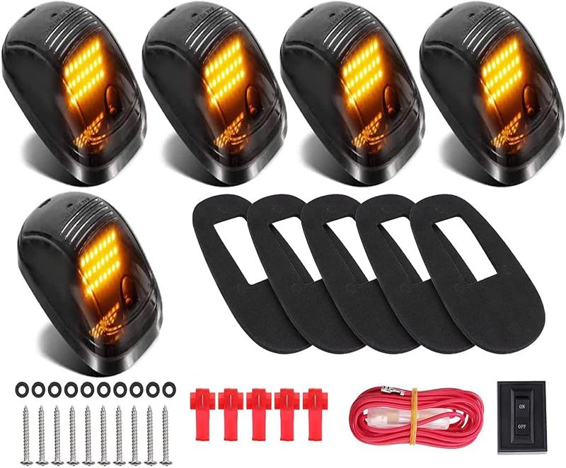 Photo 1 of LIMICAR Cab Roof Marker Lights 24 LED Amber Smoke Clearance Light, LED Cab Roof Lights Assembly, LED Truck Roof Lights Wire Harness For 2003-2018 Ram 1500 2500 3500 4500 5500 Pickup Trucks (5PCS)
