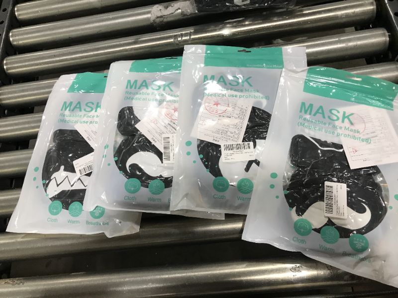 Photo 1 of 4 SETS OF FACE MASKS WITH FRONT GRAPHICS, BLACK