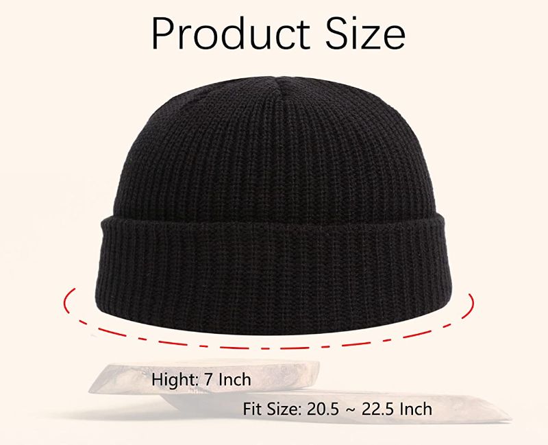 Photo 1 of 2 PACK, JiaTL WeyJia Daily Beanie Short Hat Skull Cap Knit Trawler Roll-up for Men/Women, BLACK
