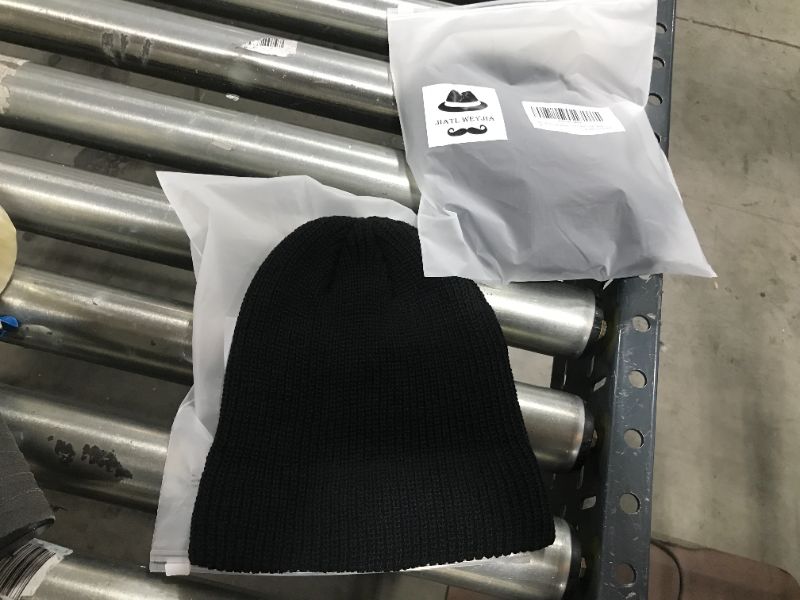 Photo 2 of 2 PACK, JiaTL WeyJia Daily Beanie Short Hat Skull Cap Knit Trawler Roll-up for Men/Women, BLACK
