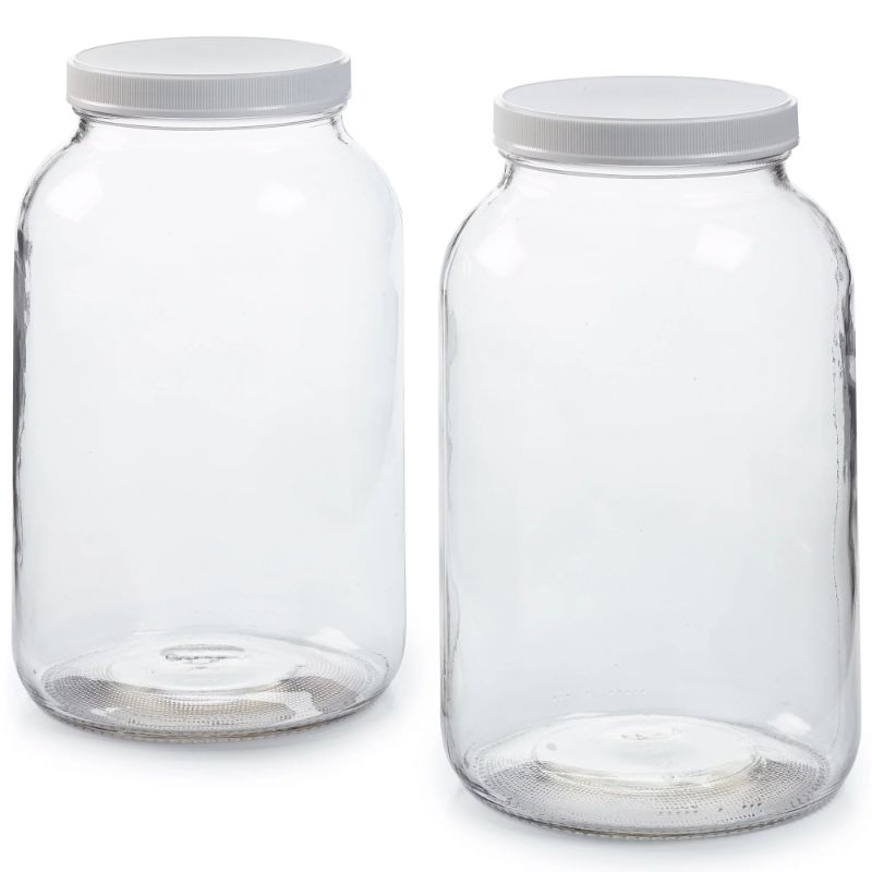 Photo 1 of 1790 Wide Mouth Mason Jars with Lids, Food Storage Gallon Glass Jars for Kombucha, Tea, Canning & More, 2 Pack
