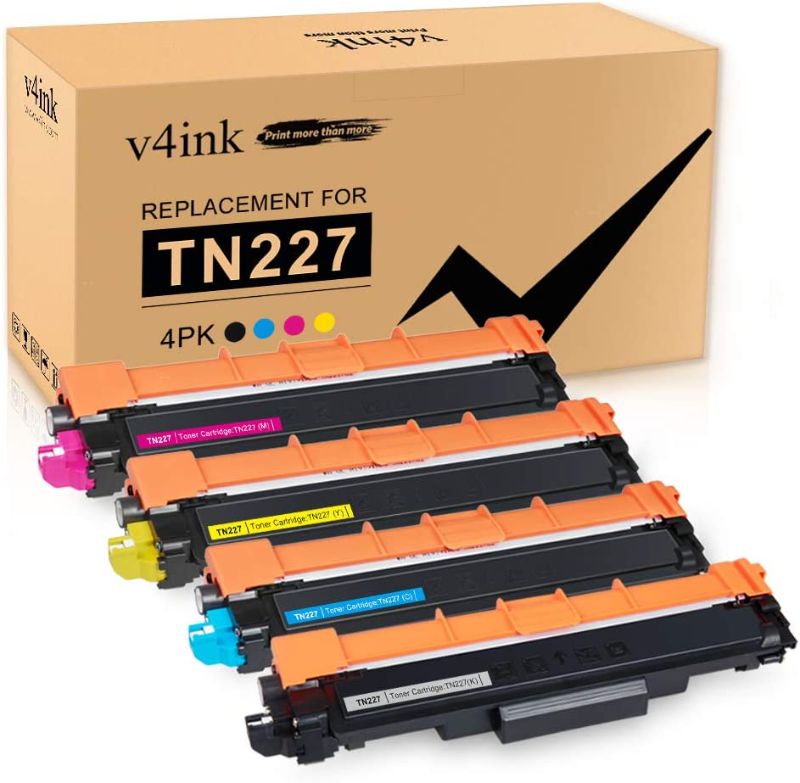 Photo 1 of V4INK Compatible Toner Cartridge Replacement for Brother TN223 TN227 4-Pack KCMY with 2019 Newest Version Chips,for use in Brother Color Laserjet HL-L3230CDW HL-L3290CDW MFC-L3750CDW MFC-L3770CDW
