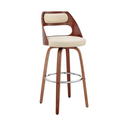 Photo 1 of Armen Living LCJUBAWACR26 Julius Collection LCJUBAWACR26 26" Cream Faux Leather and Walnut Wood Bar Stool