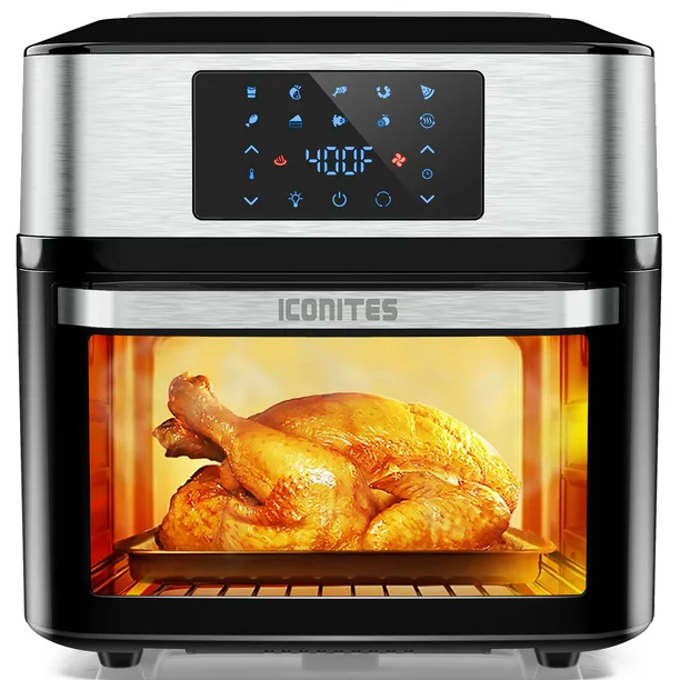 Photo 1 of Iconites 20 Quart Air Fryer 10-in-1 Toaster Oven AO1202K with Rotisserie Black Airfryer on Sale 20 qt
