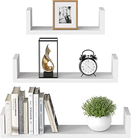 Photo 1 of AMADA HOMEFURNISHING Floating Shelves Wall Mounted, Wall Shelf for Bedroom/Bathroom/Living Room/Kitchen, White Shelves