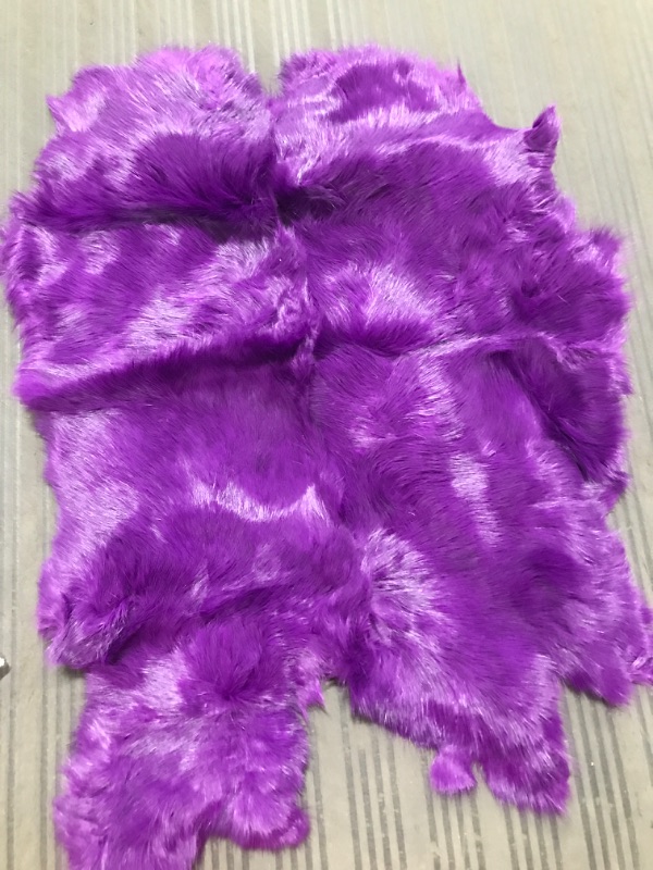 Photo 2 of 1pcs 100% High Quality Dyed Rabbit Skin Pelt Real Fur Light Purple Hide Craft