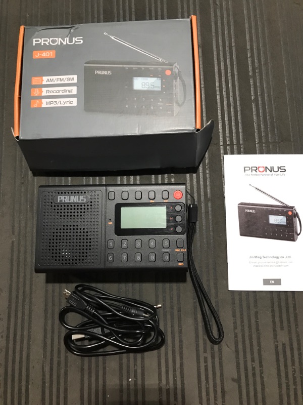 Photo 2 of  PRUNUS J-401 Recordable Small Radio, AM FM Radio Rechargeable, Presets Function, MP3 Player by TF Card, AUX Wired Speakers, Portable Radio