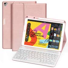 Photo 1 of iPad Case Keyboard 10.2 10.5 in, for iPad 9th/8th/7th Gen 10.2 in, iPad Pro, Air 3rd Gen 10.5 in, Detachable Backlit Wireless Keyboard with Magnetic Protective Cover and Built-in Pencil Holder (Pink)