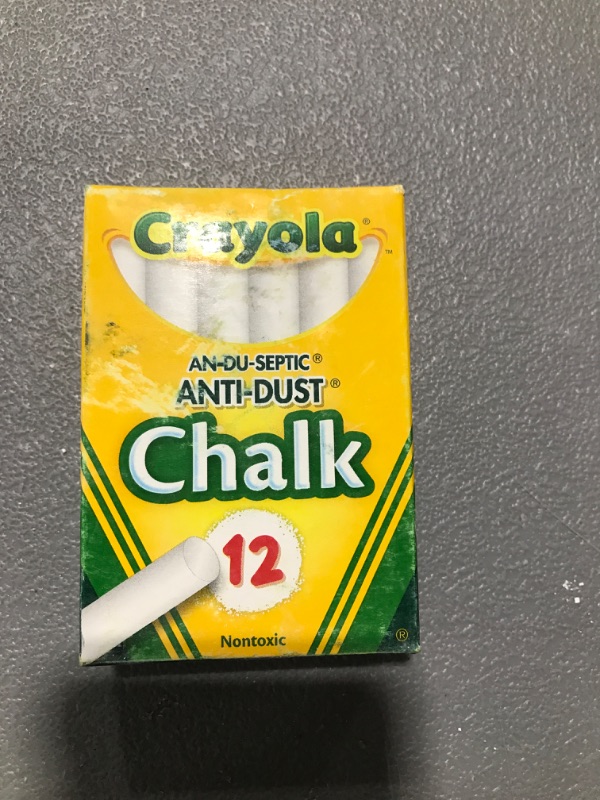 Photo 2 of Crayola Nontoxic Anti-Dust Chalk, White, 12 Sticks/Box (50-1402)