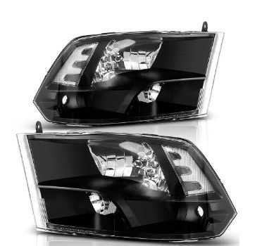 Photo 1 of YITAMOTOR® Headlight Assembly For 2009-2018 Dodge Ram 1500 Black Quad Model Headlights Lamps Left+Right
