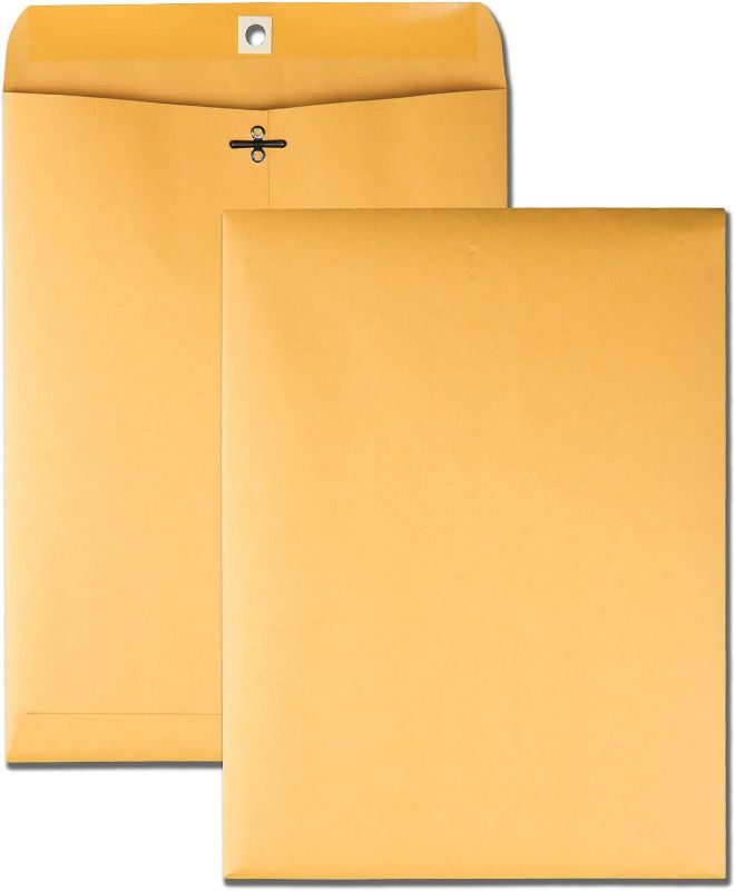 Photo 1 of Quality Park 9 x 12 Clasp Envelopes with Deeply Gummed Flaps, Great for Filing, Storing or Mailing Documents, 28 lb Brown Kraft, 100 per Box (QUA37890)
