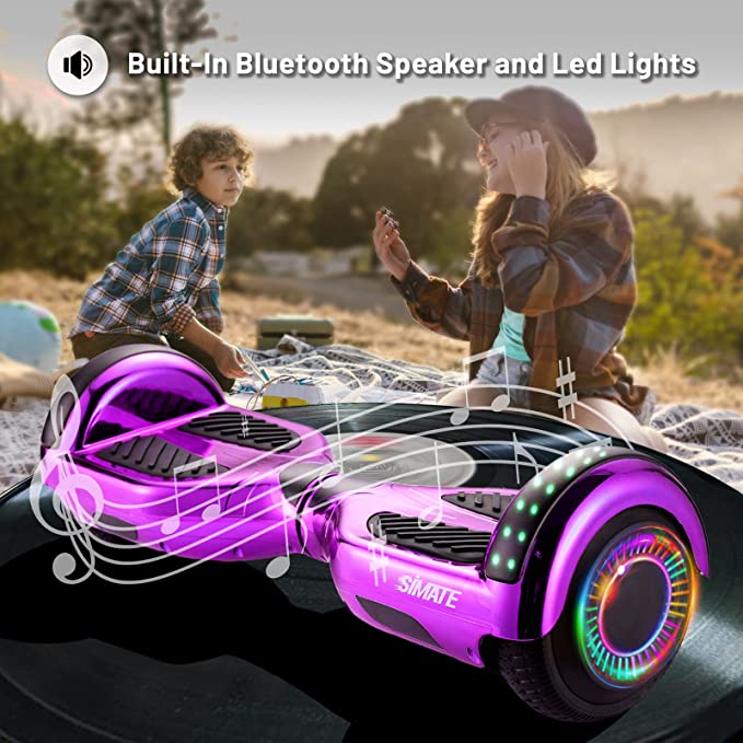 Photo 1 of SIMATE Hoverboard with Carrying Bag, 6.5" Self Balancing Electric Hover Board with Bluetooth Speakers and LED Lights for Kids Adults Girls Boys Gifts
