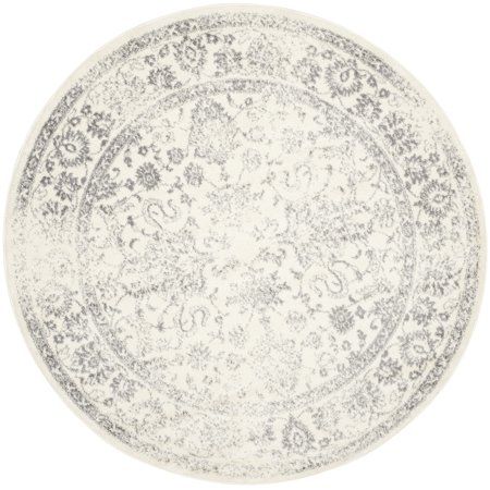 Photo 1 of ADR109C-4R 4 X 4 Ft. Adirondack Power Loomed Round Area Rug, Ivory & Silver
