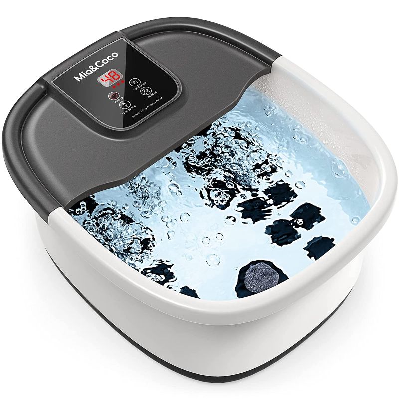 Photo 1 of Foot Bath Spa Soak Tub, Massager with Heat, Bubbles,Vibration,Auto & Manual Temperature Control & Pedicure Feet Spa, Warm Soothing Soak Relief with 22 Removable Rollers (Black&White)
