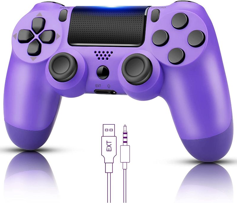 Photo 1 of YU33 Wireless Remote Controller Compatible with Playstation 4 System, for PS4 Console with Two Motors and Charging Cable, Great Gamepad Gift for Girls/Kids/Man (Purple)