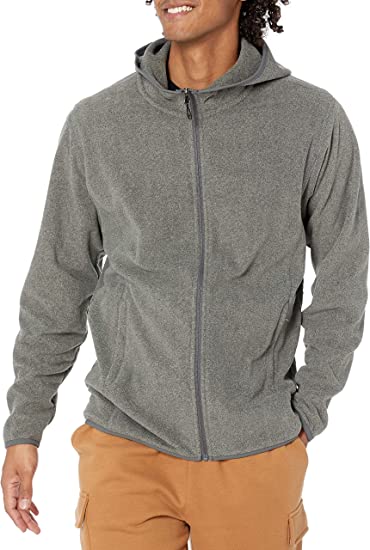 Photo 2 of Amazon Essentials Men's Full-Zip Hooded Polar Fleece Jacket Charcoal Heather, Size L
