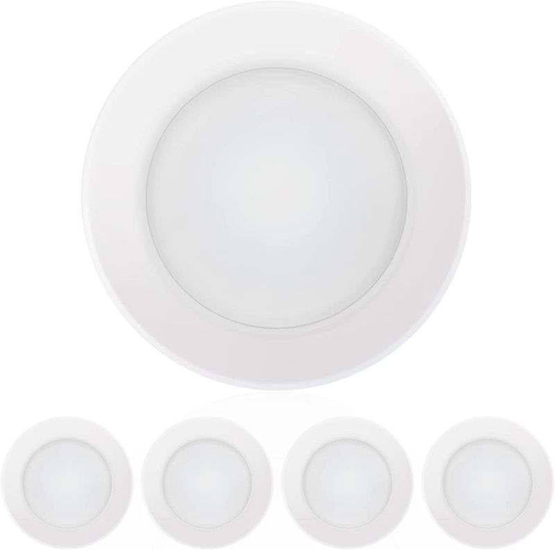 Photo 1 of 4 Inch LED Dimmable Disk Light, Aluminum Baffle Trim, 4000K Cool White, 650lm Flush Mount Ceiling Recessed Light Fixture, Energy Star & ETL-Listed, 4Pack
