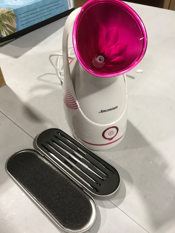 Photo 1 of Amconsure Facial Steamer - Nano Ionic Facial Steamer Warm Mist Moisturizing Face Steamer Home Sauna SPA?Pores Cleanse Clear Blackheads Acne Impurities Skin Cares - 5 Piece Stainless Steel Skin Kit
