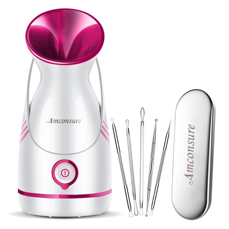 Photo 1 of Amconsure Facial Steamer - Nano Ionic Facial Steamer Warm Mist Moisturizing Face Steamer Home Sauna SPA?Pores Cleanse Clear Blackheads Acne Impurities Skin Cares - 5 Piece Stainless Steel Skin Kit
