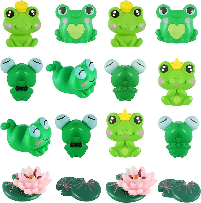 Photo 1 of 
16 Pieces Cute Frog and Lotus Miniature Figurines Resin Frog Stuff Mini Garden Ornament