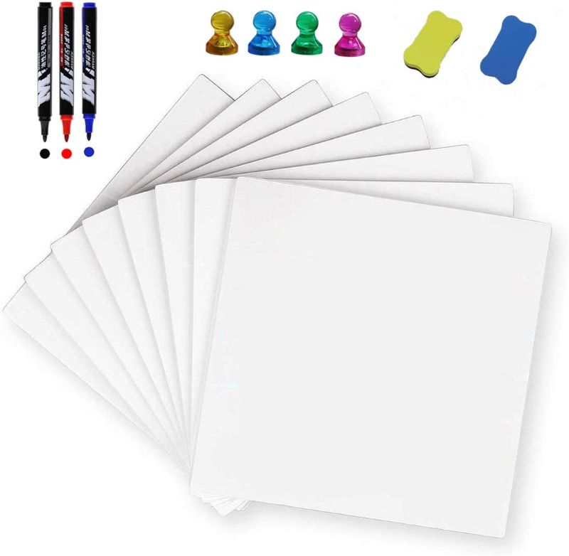 Photo 1 of Dry Erase Notes, Reusable Whiteboard Stickers 4 x 4 Inch, Self-Stick Note Pads, Washable Removable for Office Classroom Home Supplies