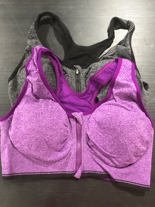 Photo 2 of [Size M-L] Women's Zip Front Sports Bra Wireless Post-Surgery Bra Active Yoga Sports Bras