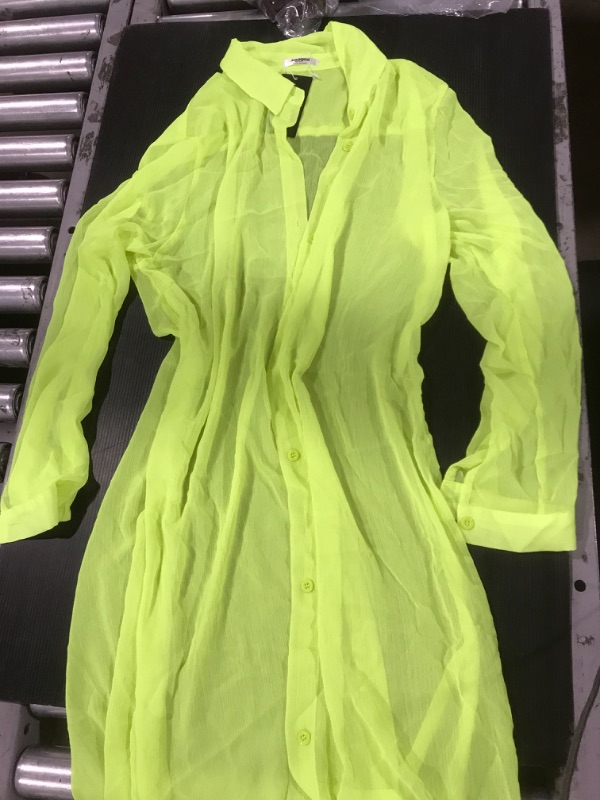 Photo 2 of [Size L] Zeagoo Ladies Swimsuit Coverup- Neon Yellow