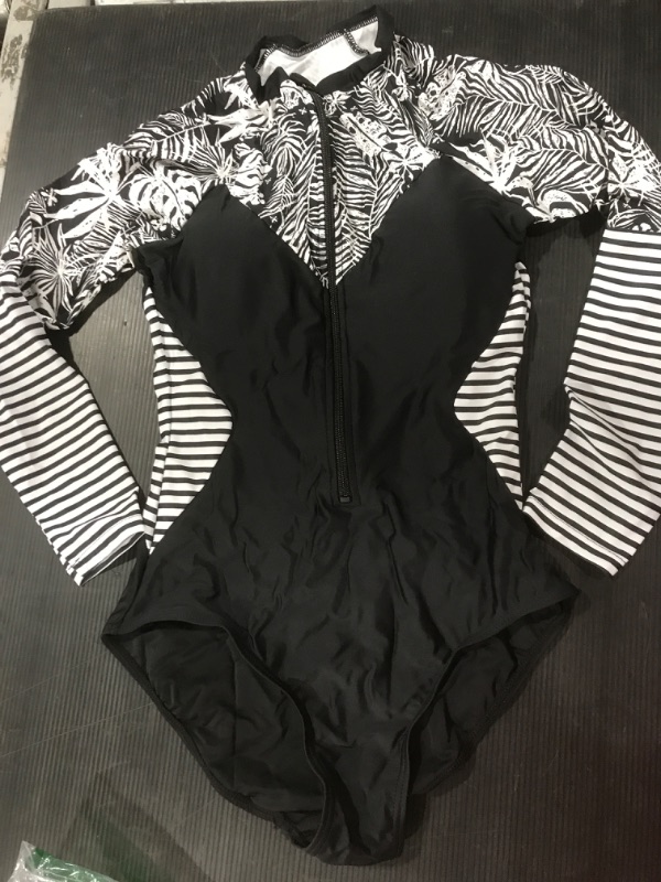 Photo 2 of [Size S or M] Lopsie Women Long Sleeve Rash Guard Athletic One Piece Swimsuit Bathing Suit UPF 50+ Swimwear
