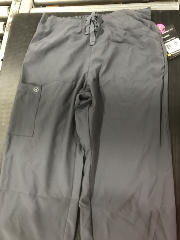 Photo 2 of [Size M] WonderWink Women's Drawstring Medical Scrubs Pants, Pewter
