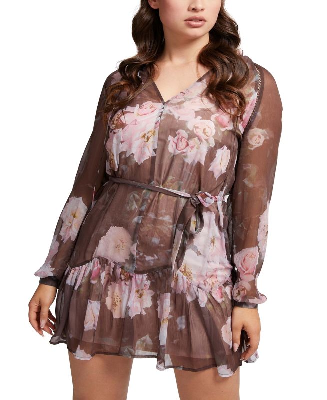 Photo 1 of [Size L] GUESS Veronica Chiffon Dress, Size Large in Pink Multi at Nordstrom
