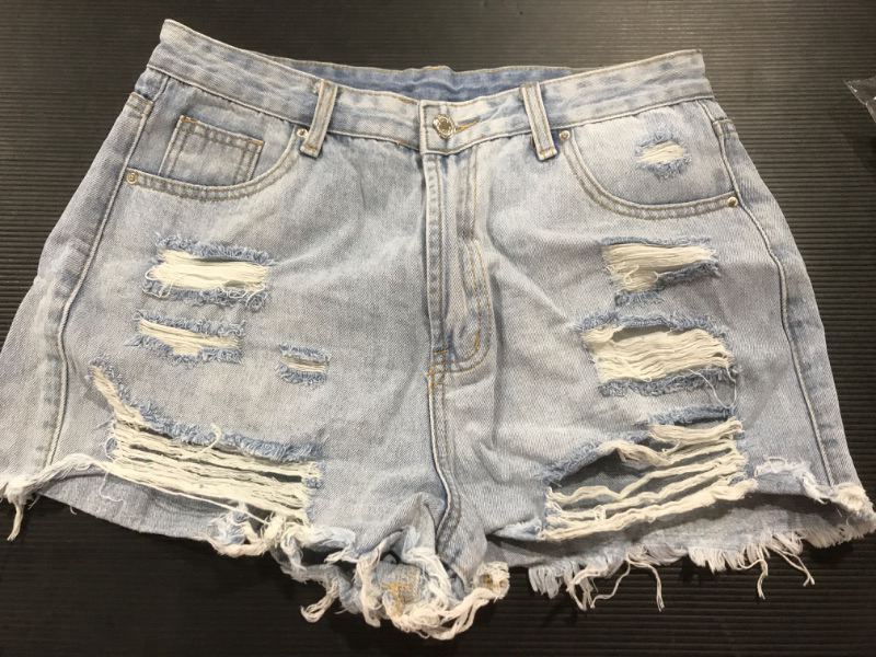 Photo 2 of [Size L] Women's Cut Off Shorts- Light Blue Denim