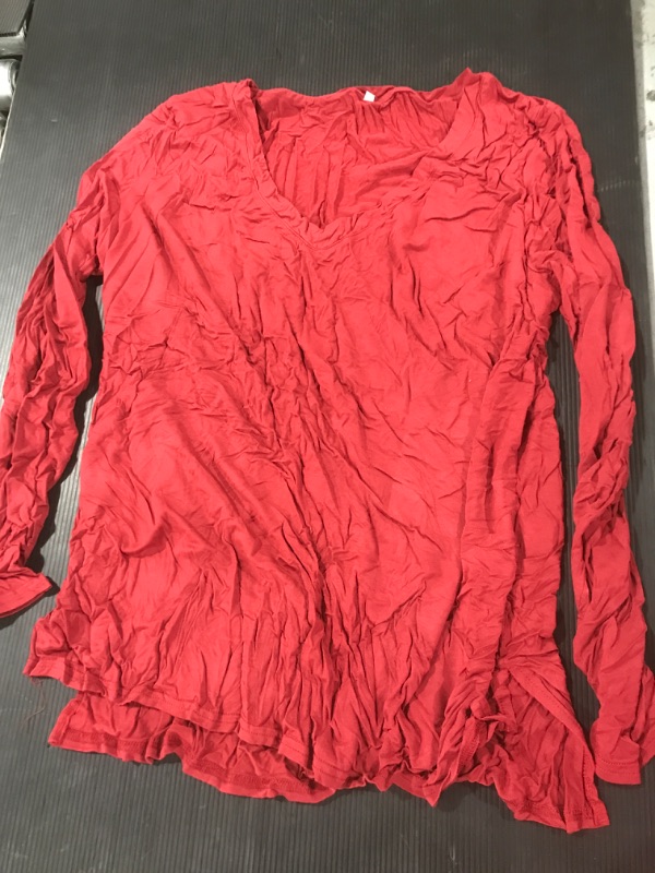Photo 1 of [Size XL] Ladies Long Sleeve Silky Shirt- Burgandy