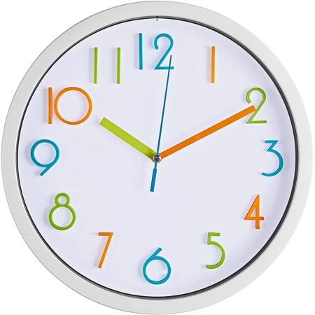 Photo 1 of Bernhard Products Colorful Kids Wall Clock 10 Inch Silent Non Ticking Quality Quartz Battery Operated