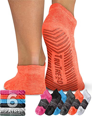 Photo 1 of [Size M] TruTread Pilates Socks with Grips for Women and Men - 6 Pairs Yoga Socks for Women | Yoga Socks for Men | Pure Barre Socks
