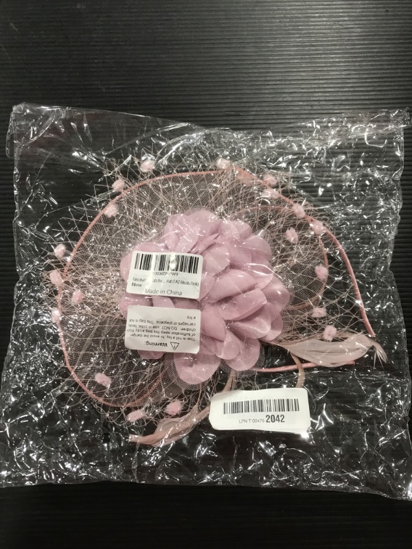 Photo 2 of Cizoe Fascinators Hats for Womens 50s Headwear with Veil Flower- Blush Pink